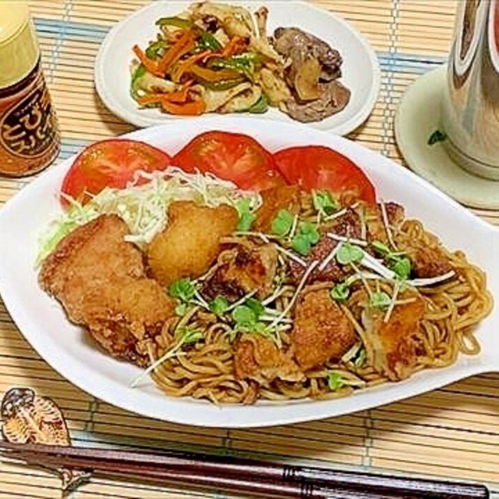 野菜フライで生野菜要らずのおつまみ焼きそば